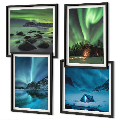 Pripravljena stenska galerija Zimske pokrajine gorovja Aurora