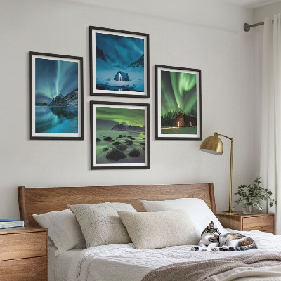 Pripravljena stenska galerija Zimske pokrajine gorovja Aurora