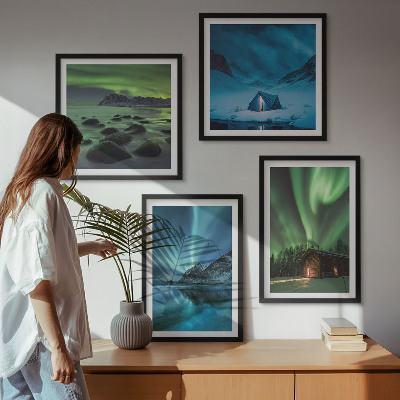 Pripravljena stenska galerija Zimske pokrajine gorovja Aurora