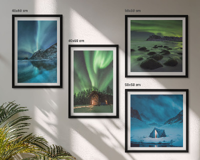 Pripravljena stenska galerija Zimske pokrajine gorovja Aurora
