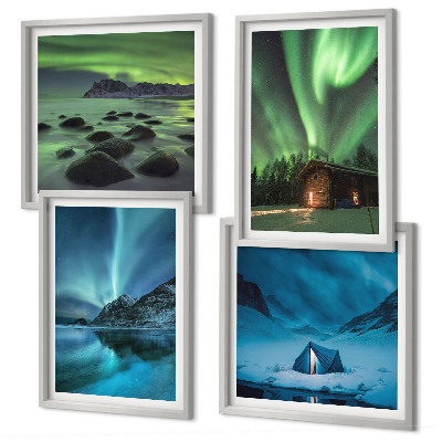 Pripravljena stenska galerija Zimske pokrajine gorovja Aurora