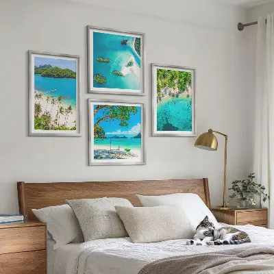 Komplet slik nad zofo plaže, palme in kristalna voda