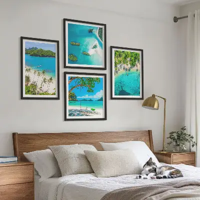 Komplet slik nad zofo plaže, palme in kristalna voda