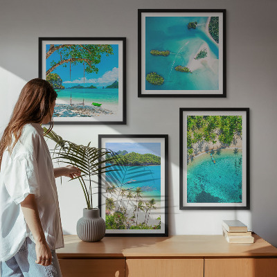 Komplet slik nad zofo Plaže, palme, kristalna voda