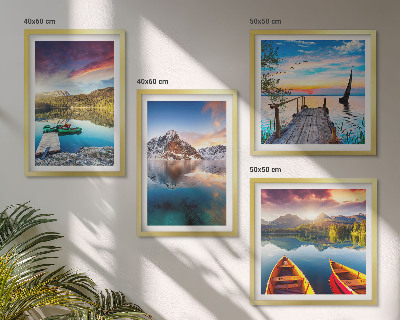 Pripravljena stenska galerija Jezera gore pokrajina čoln