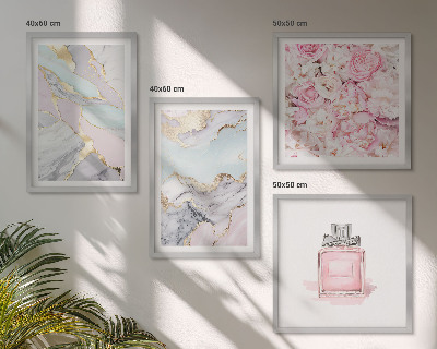 Pripravljena stenska galerija Rožnate rože marmorni pastel