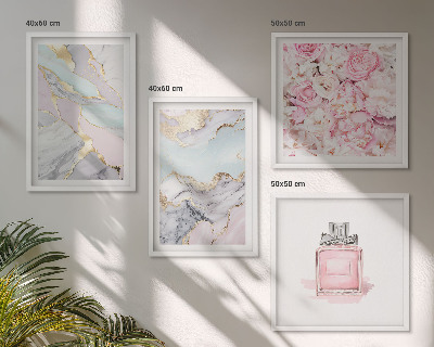Pripravljena stenska galerija Rožnate rože marmorni pastel