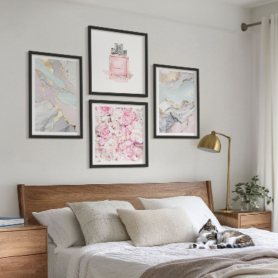 Pripravljena stenska galerija Rožnate rože marmorni pastel