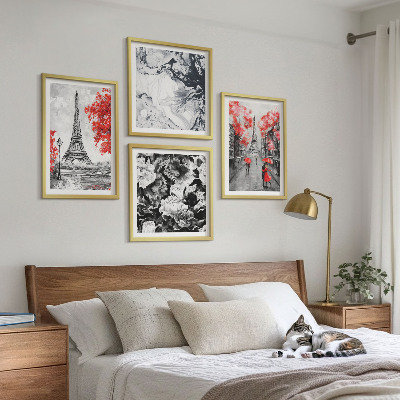 Komplet slik nad zofo Sive slike Eifflovega stolpa