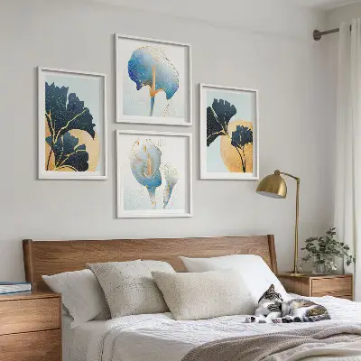 Portret limoninega vina Kahlo komplet 4 slik v okvirju