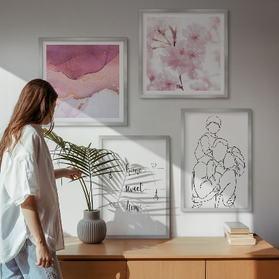 Komplet slik nad zofo Minimalistična družina rož