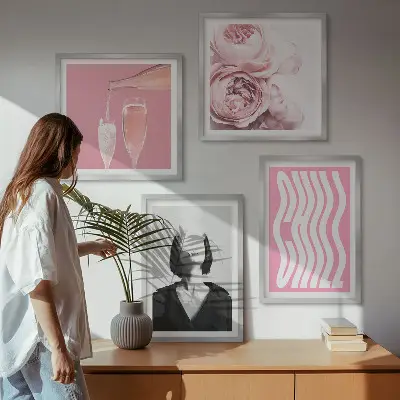 Eleganten portret s šampanjcem komplet slik nad zofo