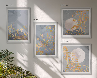 Set 4 slik v okvirju Ptice v letu nebo luna