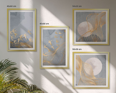Set 4 slik v okvirju Ptice v letu nebo luna