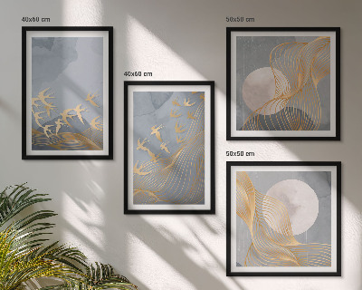 Set 4 slik v okvirju Ptice v letu nebo luna