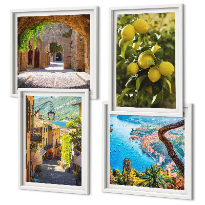Set 4 slik v okvirju Obmorske ulice, morje limon