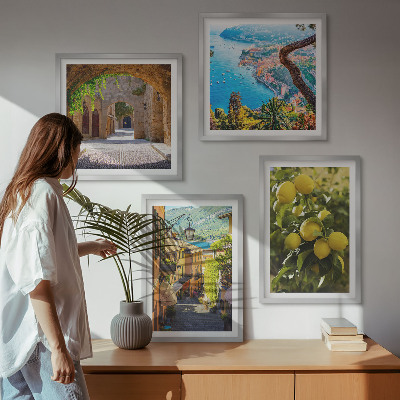 Set 4 slik v okvirju Obmorske ulice, morje limon