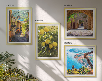 Set 4 slik v okvirju Obmorske ulice, morje limon