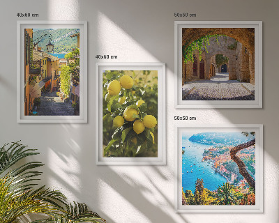 Set 4 slik v okvirju Obmorske ulice, morje limon