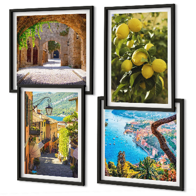 Set 4 slik v okvirju Obmorske ulice, morje limon