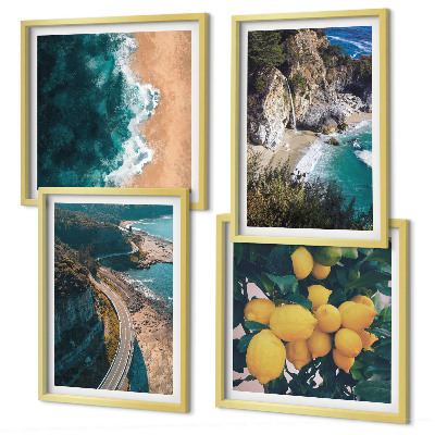 Pripravljena stenska galerija Morska plaža limone gore