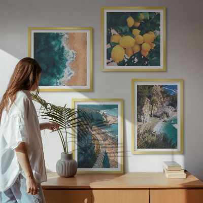 Pripravljena stenska galerija Morska plaža limone gore