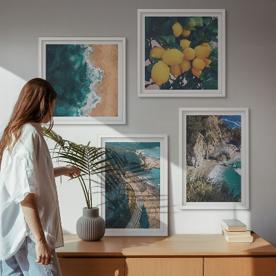 Pripravljena stenska galerija Morska plaža limone gore