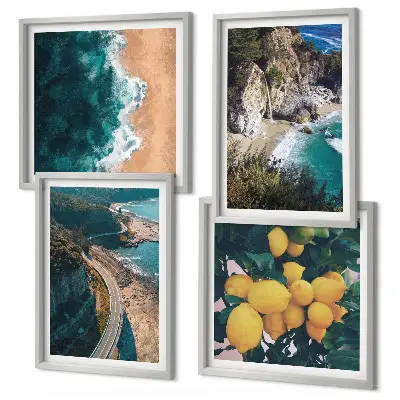 Pripravljena stenska galerija morska plaža z gorami in limonami