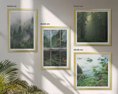 Pripravljena stenska galerija gozdne megle z motivi rek in rastlinjakov
