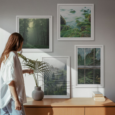Pripravljena stenska galerija Gozdne megle reke rastlinjaki v rastlinjakih