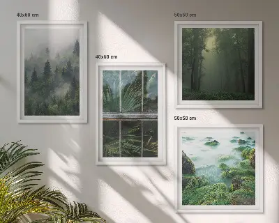Pripravljena stenska galerija gozdne megle z motivi rek in rastlinjakov