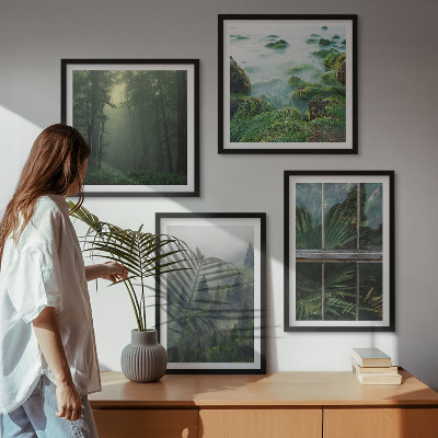 Pripravljena stenska galerija Gozdne megle reke rastlinjaki v rastlinjakih