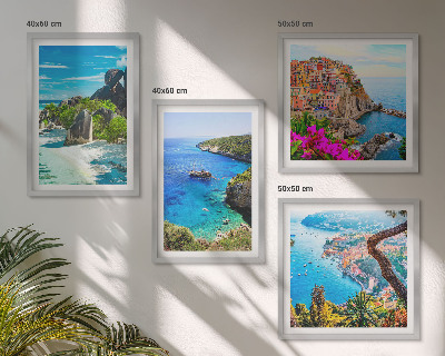 Pripravljena stenska galerija Obmorske palme, modra voda