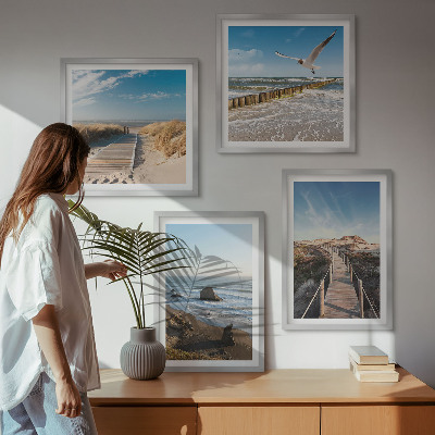 Komplet slik nad zofo plaža valovi nebo pomol sprehod