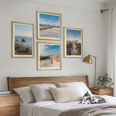 Komplet slik nad zofo plaža valovi nebo pomol sprehod