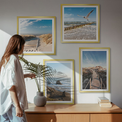 Komplet slik nad zofo plaža valovi nebo pomol sprehod