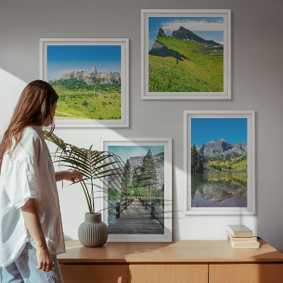 Komplet slik nad zofo Zeleni griči z gradom