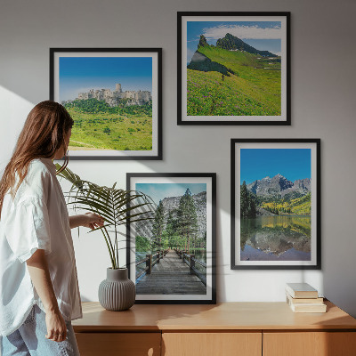 Komplet slik nad zofo Zeleni griči z gradom