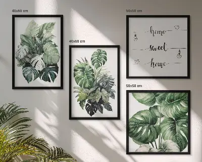 Pripravljena stenska galerija akvarel z zelenimi tropskimi listi