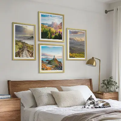 Nebesna pot gorskega cvetja komplet 4 slik v okvirju