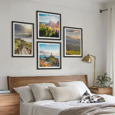 Nebesna pot gorskega cvetja komplet 4 slik v okvirju
