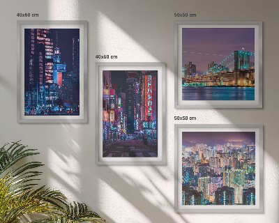 Pripravljena stenska galerija Nočna mesta z neonskimi lučmi