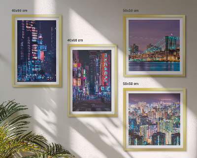 Pripravljena stenska galerija Nočna mesta z neonskimi lučmi