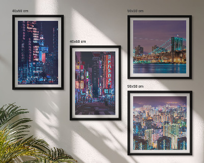 Pripravljena stenska galerija Nočna mesta z neonskimi lučmi