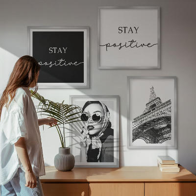 Pripravljena stenska galerija Portreti Eifflov stolp slogani