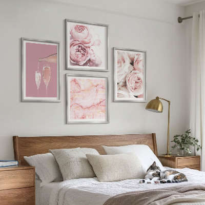 Pripravljena stenska galerija Vrtnice šampanjsko-marmorni pastel