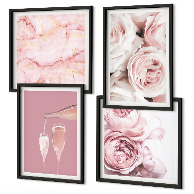 Pripravljena stenska galerija Vrtnice šampanjsko-marmorni pastel