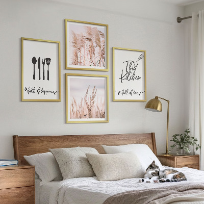 Pripravljena stenska galerija Napisi v stilu boho trave za kuhinjo
