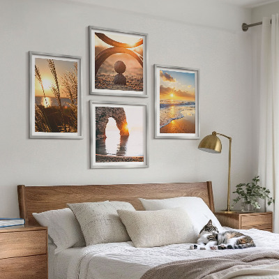Set 4 slik v okvirju Mirne pokrajine plaže sonca