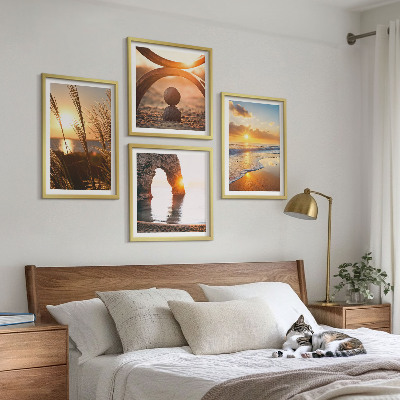 Set 4 slik v okvirju Mirne pokrajine plaže sonca